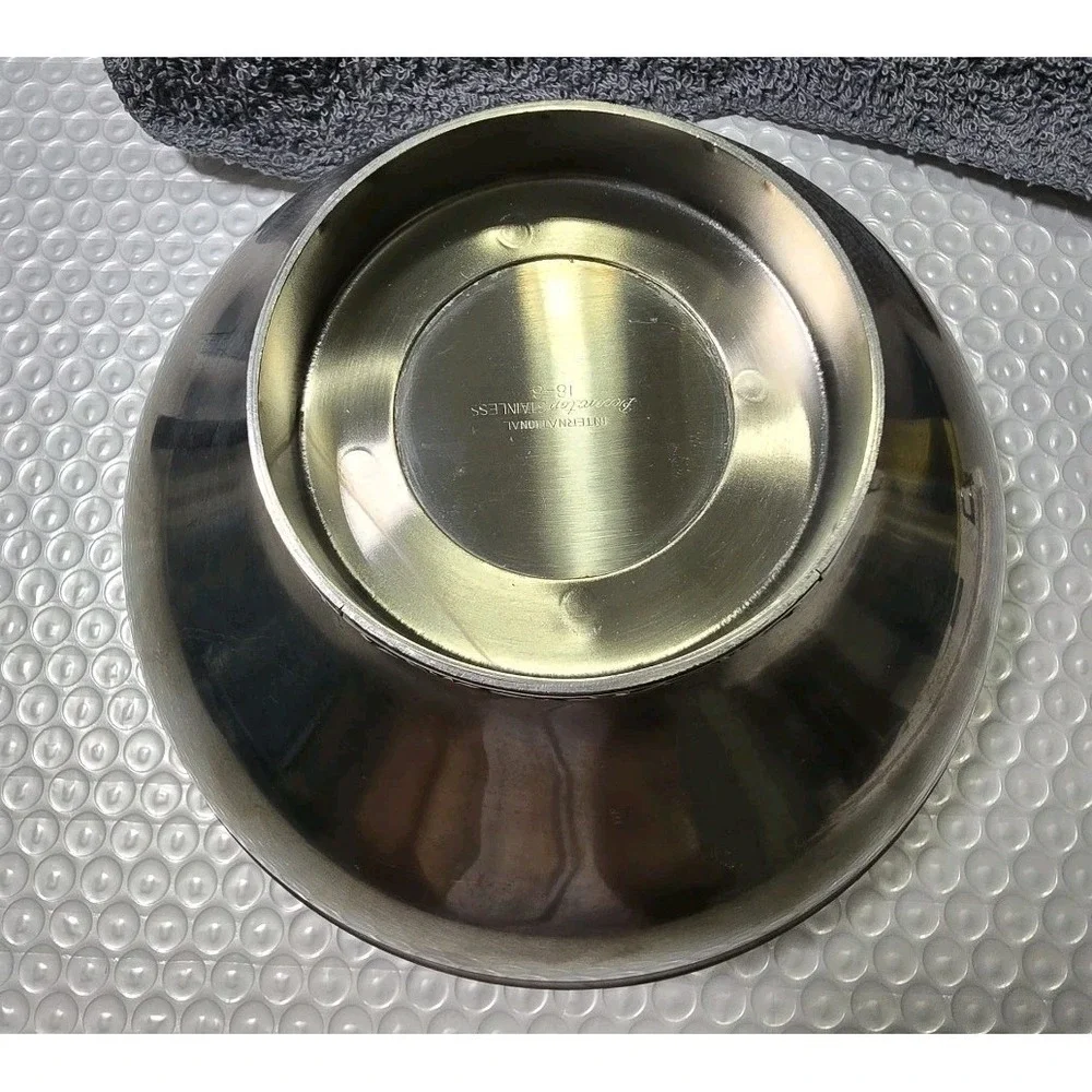 Vtg International Silver Decorator Series SS 18-8 Pedestal Serving Bowl 7.5x3.5